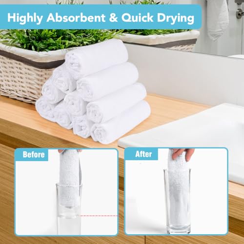 Orighty Wash Cloths, 10 Pack Face Towels, Soft Quick-Drying Washcloths, Multi-Purpose Microfiber Face Cloths for Bathroom, Gym, Spa, Hotel, Travel, 11.5"x11.5", White - color: White