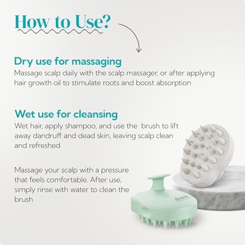 HEETA Scalp Massager 2 Pack for Hair Growth, Soft Silicone Bristles to Remove Dandruff and Relieve Itching, Scalp Scrubber for Hair Care Relax Scalp, Shampoo Brush for Wet Dry Hair, Beige & Green - color: 01- New Beige & Green