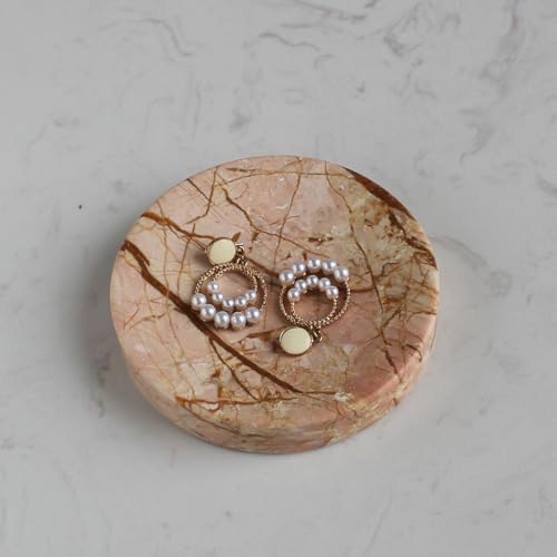 Natural Pink Marble Soap Dish, Round Small Jewelry Dish, Sponge Holder for Bathroom, Kitchen - color: Pink Marble