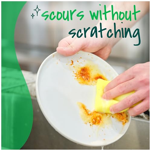 Scotch-Brite Dobie Non-Scratch All-Purpose Scrub Pads, 12 Total Pads (6 Packs of 2), Reusable Scouring Sponges for Kitchen & Bathroom, Safe on Non-Stick Cookware, Yellow