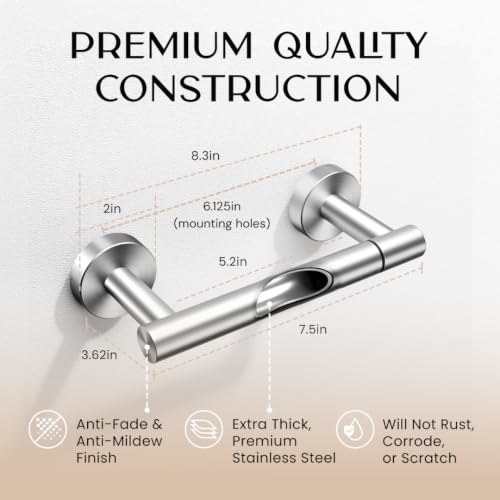 Day Moon™ Toilet Paper Holder Wall Mount, Modern Roll Holder for Bathroom, Stainless Steel Rustproof Double Post Pivoting Tissue Roll Holder for Bathroom, Classic, Brushed Nickel - color: Brushed Nickel