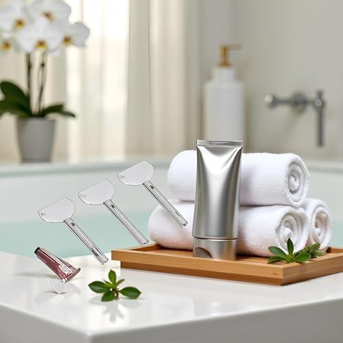 3Pcs Silver Stainless Steels Metal Tube Squeezer Keys Salon Toothpaste Tube Squeezers Toothpaste Roller, Rolling Toothpaste Squeezer, Bathroom Safety, Aids and Accessories