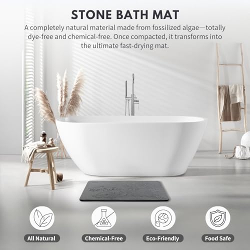 XMarrat Extra Large Stone Bath Mat Large 2 Pack, 31.5'' x 19.7'' Diatomaceous Earth Non-Slip Stone Shower Mat, Super Absorbent Diatomite Stone Mats for Bathroom, Quick Drying, Easy to Clean - color: Dark Grey F2 - 2 Pack, size: 31.5" x 19.7" (Rectangular)