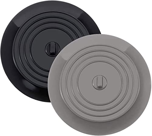 Gdrasuya10 2 Pack Tub Stopper Drain Stoppers, 6" Black Silicone Rubber Drain Cover, Flat Suction Cover for Bathroom, Kitchen, Sink