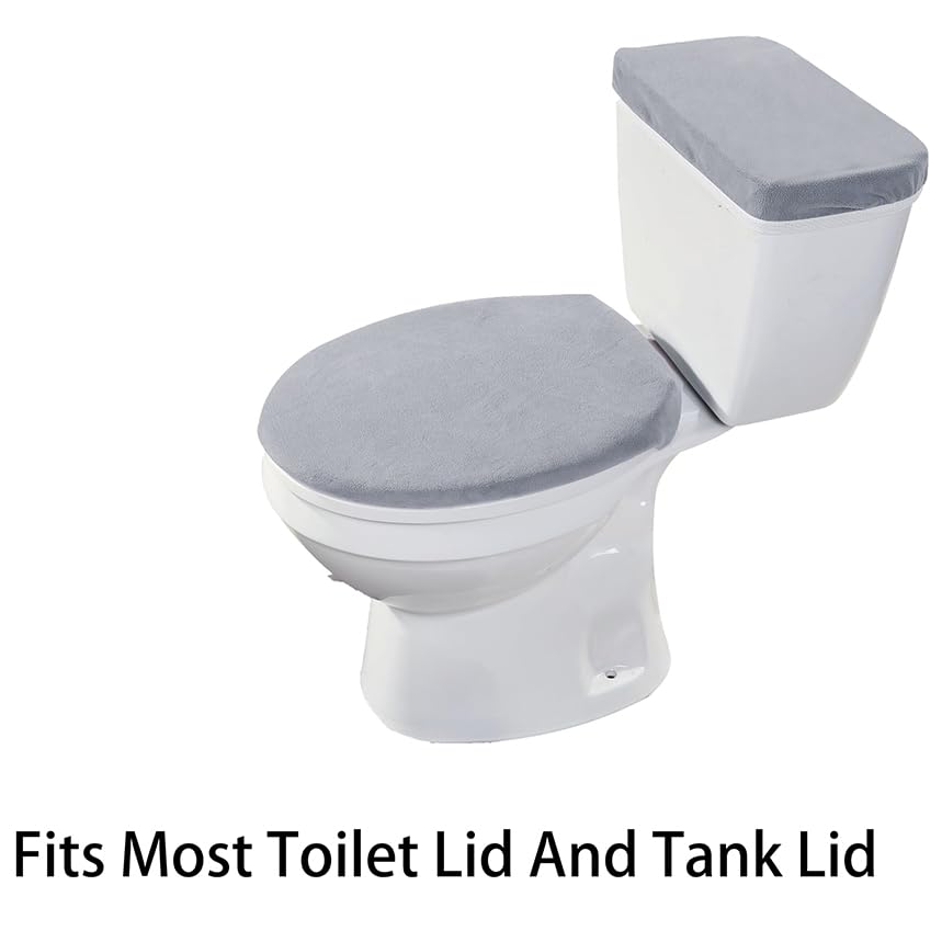 Madeals Memory Foam Bathroom Toilet Rug Set 4 Piece with Toilet Lid Cover and Tank Covers Grey - color: Grey