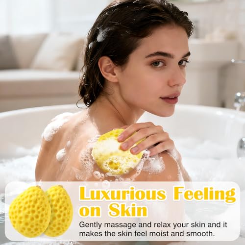 2-Pack Deep Cleansing Bath Sponges – Soft PU Foam Loofah for Shower, Rich Lather & Gentle Exfoliation, Durable Yellow Color Design