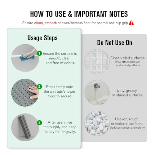 MBOSS Bathtub Mat Non Slip, Shower Mat for Inside Shower, Suction Cups Design and Drain Holes, 27.5 X 15.7 Inch, Bathroom Essentials Safe, Easy to DIY Cut, Soft and Eco-Friendly Materials - color: Grey, size: 27.5" x 15.7" (Rectangular)