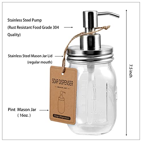 Amolliar Mason Jar Bathroom Accessories Set(4 Pack) - Lotion Soap Dispenser&Qtip Holder Set&Toothbrush Holder-Rustic Farmhouse Decor Apothecary Jar Bathroom Countertop,Vanity Organize (Brushed Nickel) - size: Brushed Nickel, style: Wide-mouth
