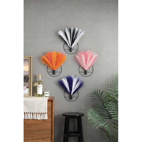 Pretty Jolly Boho Wall Art, Hanging Artificial Pampas Display, 2 Pack - Living Room, Bedroom, Bathroom, Dining Room - color: 21-pampas-DarkPink - Black Ring, size: S 7.8inch (Black Ring)
