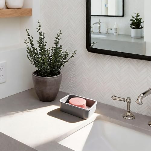 Silicone Travel Soap Case Leakproof Soap Container with Drain Pad Dark Gray | Silicone Soap Holder, Travel Soap Case, Leak-Proof Soap Box, Removable Drain Tray, Portable Soap Container, Gym & Camping Use - color: Dark Gray