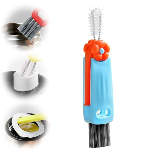 3 in 1 Cup Lid Cleaning Brush, 2026 New Multifunctional Crevice Cleaner Set, Portable Silicone Brush for Baby Bottle Gaps & Tight Spaces, Home Kitchen Cleaning Tool (A-Blue) - color: A-blue