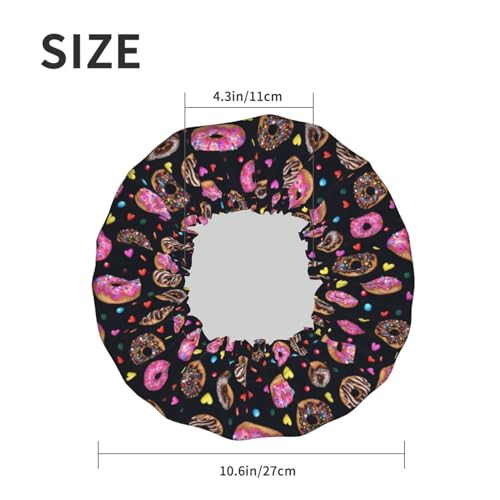 Doughnut Donuts Shower Cap For Women Reusable Waterproof Double Layers Bath Cap Hair Protection Elastic Ladies Spa Salon Shower Hat - color: Doughnut Donuts