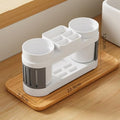 Round Toothbrush Holder Set: Bathroom Vanity Organizer for Toothbrushes & Cups, Suitable for Couples & Kids (Gray White)