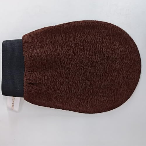 Premium Exfoliating Gloves for Shower 1Pc, 100% Viscose Deep Exfoliating Body Scrubber, Dead Skin Remover, Washcloth Body Exfoliator Scrubber for Self-Tan Removal (Brown) - color: Brown
