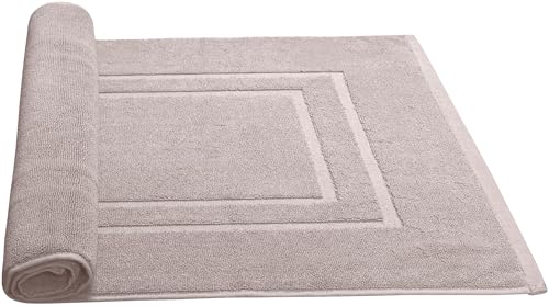 Feather & Stitch 2 Piece Towel Like Bath Mats (30x21 Inch) 100% Cotton Terry Bath Mats, Bathroom Shower Floor Mats [NOT A Bathroom Rug], Soft Absorbent Washable Mats- Taupe - color: Taupe