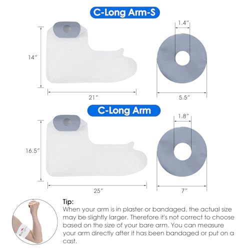 COMFYTHERA Waterproof Arm Cast Cover for Shower Wound Protector Bath Adult Watertight Cast Bag Showering for Surgery Bandage Broken Hand,Wrist,Finger, Elbow Reusable Durable (C-Long Arm-M)
