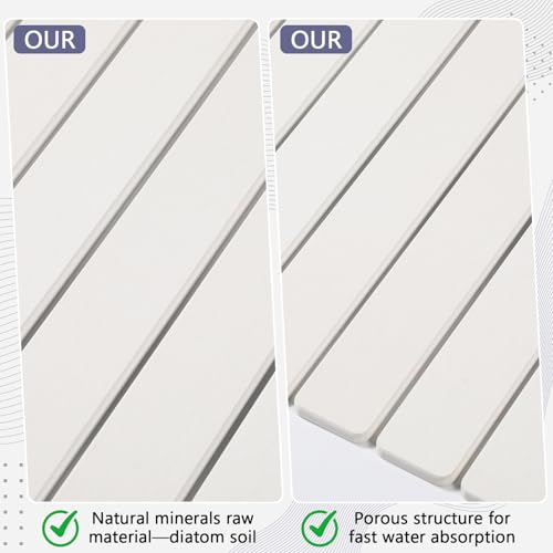 Nuanchu Large Stone Bath Mat 31.2" x 23.3" - Foldable Diatomite Bath Mat with Anti-Slip Pad Quick-Dry Large Bathroom Non-Slip Absorbent and Easy to Clean for Shower Entryway Kitchen Counter (White) - color: White
