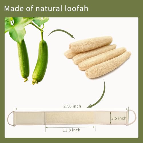 Natural Loofah Back Scrubber for Shower(1Pack),Luffa Sponge Exfoliating Bath Strap Made from Organic Loofa for Men and Women - color: Back Scrubber