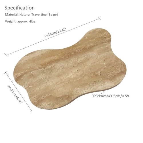 Cloud Shaped Travertine Vanity Tray, 13.3 x 8.3 Inch Natural Stone Decorative Catchall Tray for Bathroom Countertop, Beige Marble Jewelry Dish Perfume Tray for Coffee Table Dresser Nightstand - color: Beige