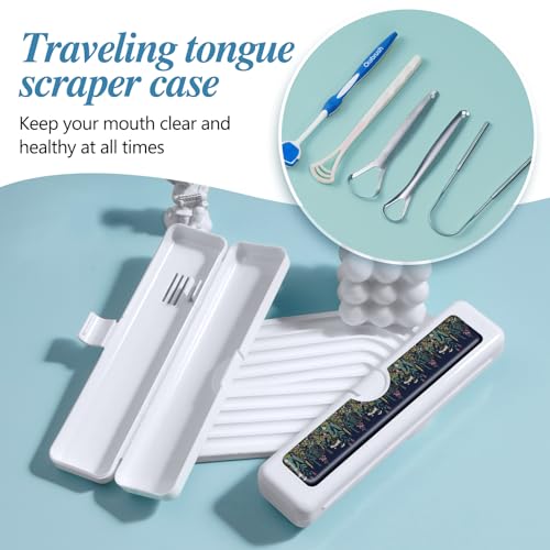 2 Pcs Toothbrush Travel Case - Colorful Pattern, Holder and Covers for Toothbrushes, Includes Tongue Scraper Case - color: 2PCS - 4, size: Small
