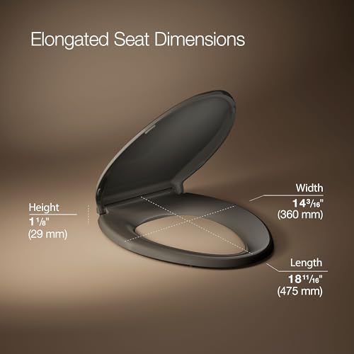 KOHLER 4636-RL-K4 Cachet ReadyLatch Elongated Toilet Seat Slow Close, Soft Close Toilet Seat Quiet Lid, Contoured Grip-Tight Bumpers Installation Hardware, Apartment Essentials, Cashmere - color: Cashmere, size: Elongated