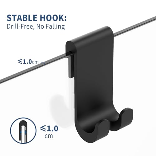 ecooe Silicone Shower Squeegee with Hanger, 11″/28cm Shower Squeegee for Glass Doors, Black Window Squeegee Scraper with Stainless Steel Core for Home Bathroom Kitchen Car Glass Doors - size: 02-Black 11″/28cm