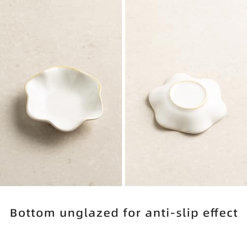 Ceramic Lotus Leaf Trinket Dish, Ring Holder for Jewelry | Keeps earrings, necklaces, keys, and keepsakes handy on vanities or nightstands, a sweet gift for moms, sisters, and friends - color: white