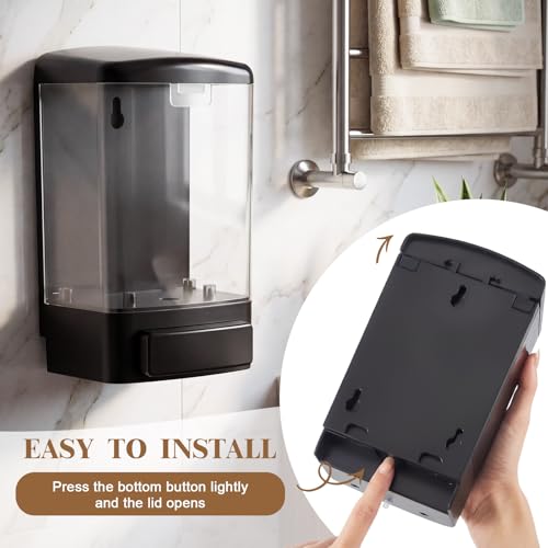 Hushee 4 Pcs Plastic Wall Mounted Soap Dispenser Commercial Manual Soap Containers Wall Dispenser for Kitchen Shower Hotel Liquid Shampoo Gel Chamber(33.8 oz 1000 ml,Clear) - color: Clear, size: 33.8 oz 1000 ml