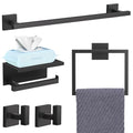 YACVCL 5-Pieces Matte Black Bathroom Hardware Accessories Set 23.6 Inch Towel Bar Set Upgraded Toilet Paper Holder with Shelf Stainless Steel Wall-Mounted Bathroom Hardware Set - color: Matte Black, size: 5Pcs