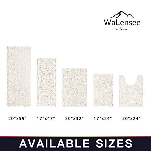 Walensee Bathroom Contour Rug Non Slip Toilet U Shaped Bath Mat (20x24, Ivory) Water Absorbent Super Soft Shaggy Chenille Machine Washable Dry Extra Thick Perfect Absorbant Best Plush Carpet - color: Ivory, size: 20"x24" Contour Rug