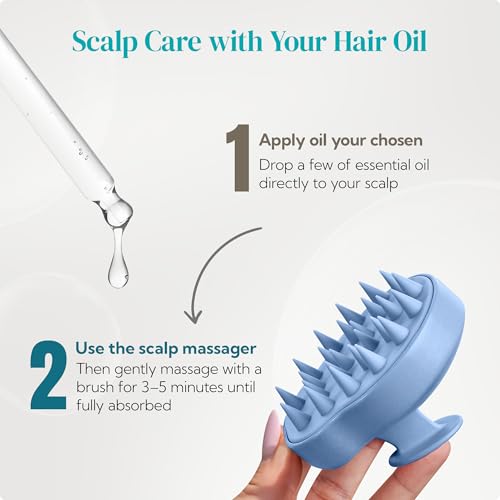 HEETA Scalp Massager 2 Pack for Hair Growth, Soft Silicone Bristles to Remove Dandruff and Relieve Itching, Scalp Scrubber for Hair Care Relax, Shampoo Brush for Wet Dry Use Blue & Beige - color: 01- New Blue & Beige