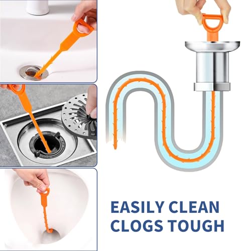 34inch Drain Snake (1pc), 25inch Hair Drain Clog Remover (10 pcs) & 18Inch Cleaner Brush (2 pcs), Sink Plumbing Snake Drain Tool Unclogger Tool Set For Kitchen, Bathroom Tub, Sewer, Toilet - style: 10pcs 25inch+1pcs 34inch+2pcs Cleaner Brush