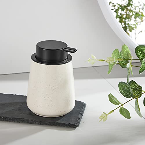 12Oz Foaming Soap Dispenser - Ceramic Foam Hand Soap Dispenser with Easy-to-Press Black Pump, Reusable and Refillable Lotion Dish Soap Dispensers for Bathroom & Kitchen, Speckled Matte Beige - color: Speckled Beige, style: Foam Pump