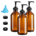 GIVAMEIHF 8oz Amber Glass Dispenser Bottles 3-Pack,Refillable Soap Dispenser with Drip-Free Pump,Brown Glass Containers for Kitchen & Bathroom - Dish Soap,Shampoo,Lotion,Conditioner & Body Wash