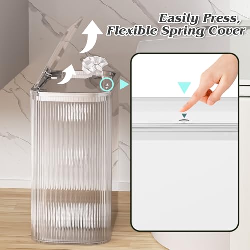 Clear Bathroom Accessories Set, 3.5 Gal Trash Can with Lid, Glass Bathroom Set Include Soap Dispenser, Toothbrush Holder, Tumbler, Qtip Holders, Cute Bathroom Sink Set, Vintage Bathroom Decor - color: Clear, size: 6 Pieces