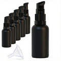 6Pack 30ml Matte Black Glass Pump Bottle with Black Top,1oz Small Dispenser, Travel Size Refillable Botttles for Lotions,Sercums,Essential Oils - color: 1oz Black(6pcs)