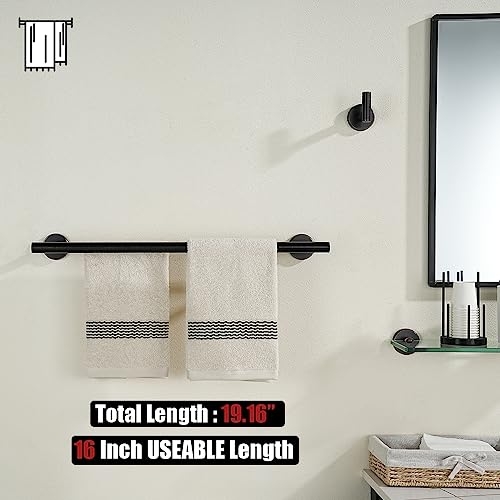 JQK Double Towel Bar Oil Rubbed Bronze, 19 Inch 304 Stainless Steel Thicken 0.8mm Towel Rack Bathroom, Towel Holder ORB Wall Mount, Useable Length 16 Inch, TB100L16-ORB - color: Oil Rubbed Bronze, size: 19 Inch