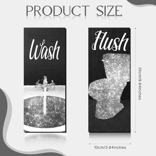 Chinco 4 Pcs Women Funny Wall Art Bathroom Decor 9.84 x 3.94 x 0.2 Inch Glam Bathroom Wall Decor Modern Women Funny Bath Wood Hanging Decoration for Home (Black, White) - color: Black, White
