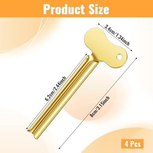 4 PCS Toothpaste Squeezer, Metal Tube Squeezer, Stainless Steel Toothpaste Roller, Manual Tube Wringer Key Dispenser for Cream Cosmetic Paint Squeezing Aids