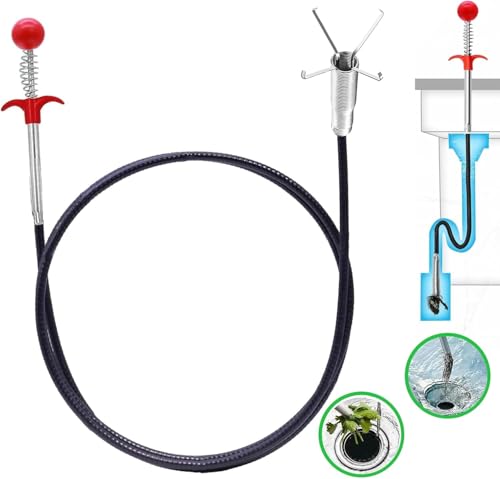 61 Inch Drain Snake Upgraded Ball Knob – Toilet Snake Flexible Grabber Claw for Clog Remover & Pick Up Items - color: 63inch Ball