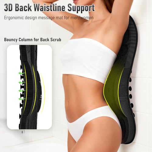 Back Scrubber Shower Bathtub Tub Body Bath Cushion Back Lumbar Support - Silicone Ergonomic Extra Large Thick Soft Seat Paded Non-Slip Suction Cups Relaxing Spa Exfloating Scrubber Mat Black - color: Black