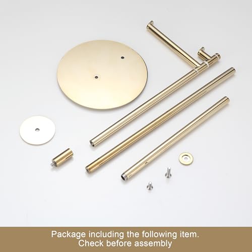 BGL Toilet Paper Holder Stand, SUS304 Stainless Steel Gold, Weighted Base, Holds 5 Jumbo Rolls, Space-Saving Modern Bathroom Storage with Built-in Hook - color: Gold