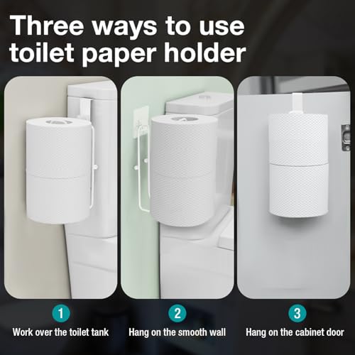 Conworld Toilet Paper Storage for 2 Roll Tissue, Over The Tank Toilet Paper Holder, Stainless Steel Rustproof Toilet Paper Holder Wall Mount, for Rv, Bathroom Storage and Organization, White, 1 Pack - color: White,hold 2 Rolls-1 Pcs