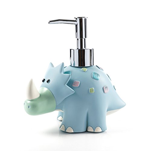 Wendin Cartoon Series Bath Accessory Set, Soap Dispenser Pump, Toothbrush Holder, Tumbler, Soap Dish Resin Art Color Decoration (Dinosaur Soap Pump) - color: Dinosaur Soap Pump