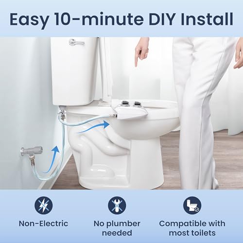 LUXE Bidet NEO 185 Plus - Dual Nozzle, Non-Electric Bidet Attachment for Toilet Seat, Patented Slide-In Install, 360° Self-Clean, EZ-Lift to Clean, Feminine & Rear Wash (Rose Gold) - color: Rose Gold