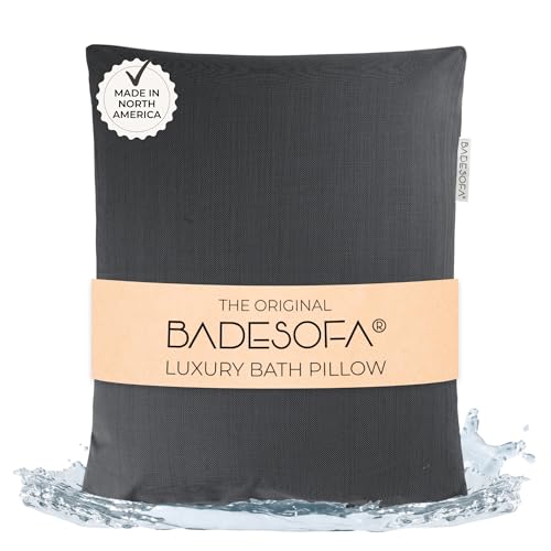 BADESOFA® Luxury Bath Pillow S - Ultra Comfortable & Quick-Drying Bath Back Pillow - Washable Full Body Bath Pillow for Bathtub - Therapeutic Head and Neck Support - Luxury Spa Cushion in Charcoal - color: Charcoal, size: Small (Single Pillow)