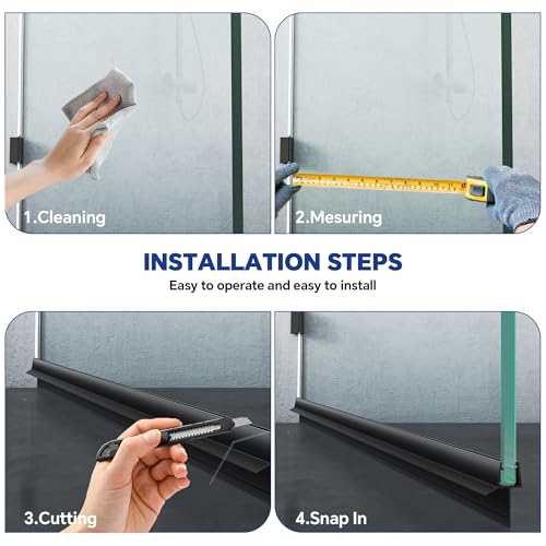 2-Pack Frameless Shower Door Bottom Seal (3/8" X 36") Clear Glass Seal Strip Shower Door Sweep - Stop Shower Leaks, Black - size: 3/8"(10mm)-36"- Black