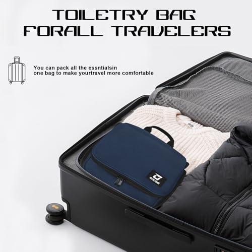 Goloni Hanging Toiletry Bag, 10 Compartments Water-Resistant Makeup Bag with 360° Spinning Metal Hook, Large Travel Cosmetic Organizer for Men & Women, Blue (7.05oz) - color: Blue