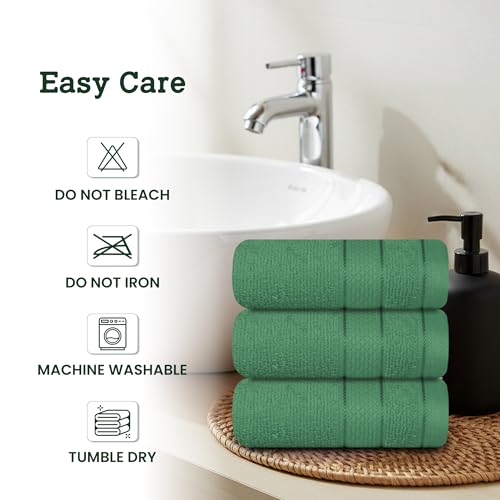Casa Lino Face Towels & Body Wash Cloths for Showering - 100% Cotton Wash Cloths for Bathroom - Highly Absorbent & Quick Drying Washcloth Set - Cotton Washcloths 24 Pack (12" x 12") - (Green) - color: Green
