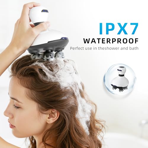 Electric Scalp Massager with Mutlti-Modes Vibration & Waterproof, Held Portable Head Scratcher Massager for Hair Growth, Deep Clean and Stress Relax